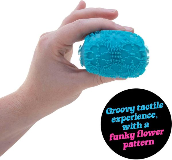 Schylling NeeDoh Fuzz Ball - Sensory Toy with a Velvet Texture and Soft Cloud Squish - Wavy Pattern You Can See and Feel - Ages 3 and Up - Color May Vary; One Per Pack (Flower Power)