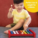 Schylling Wooden Xylophone - Colorful Kids Instrument - Includes Wooden Mallets and Embossed Metal Keys - Ages 3 and Up